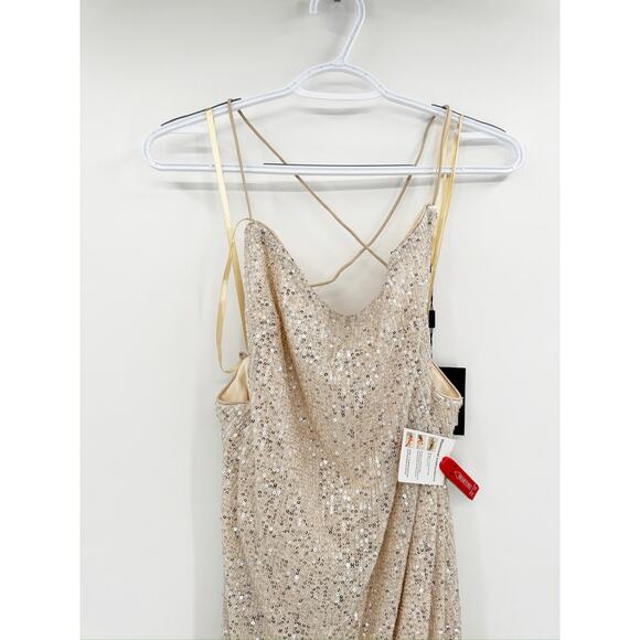 Mac Duggal 26269 Nude Silver Stretch Sequin Lace Up Back Evening Gown - Picture 3 of 7